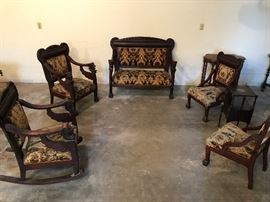 1800's Gothic Revival 5 Piece Parlor Set with Griffins