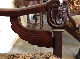 1800's Gothic Revival 5 Piece Parlor Set with Griffins