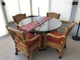 American Rattan Palm Island Patio Dining Set