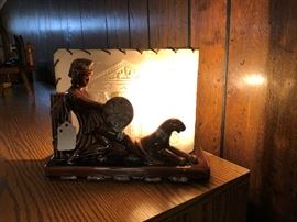 Vintage Roman Soldier With Leopard Ceramic TV Lamp