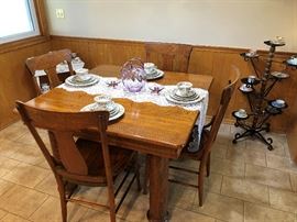 1800's 5 Legged Kitchen Table Set