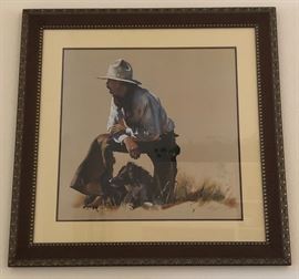 Art "Partnership" Cowboy Kneeling w Dog by William Matthews
