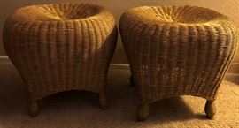 Vintage MCM Wicker Stools