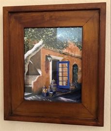 Art Paul Burkhart Tlaquepaque Blue Door and Pottery Print
