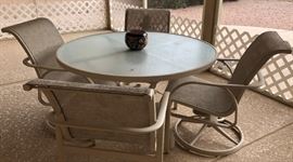 Patio Table w 4 Chairs Patio Connection Tropitone Portico Sling Swivel/Rocker  & 2 Portico Chairs 
