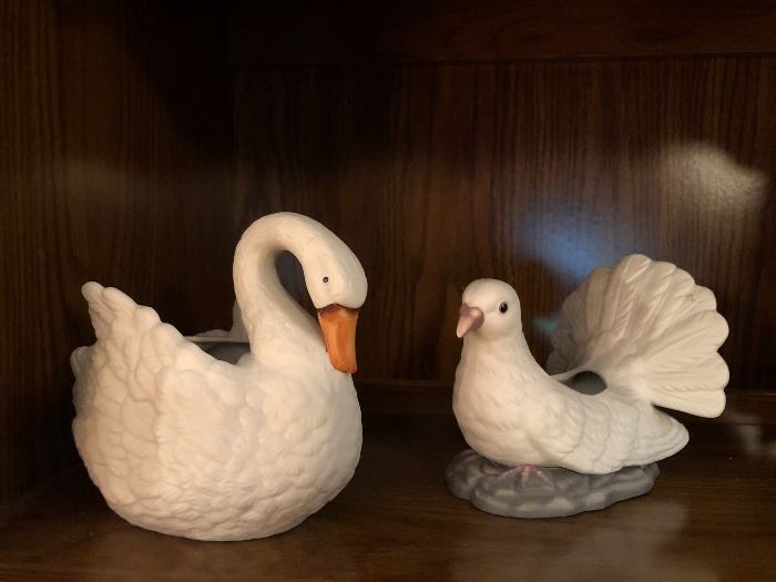 Swan and dove figurines