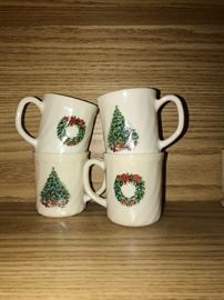 Vintage Glass Christmas mugs 
Pattern: Noel
Maker: House of Salem Porcelle France 