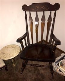 Nichols & Stone Co. 
MCM rocking chair with gold leaf tole painting 
