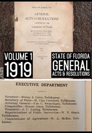 State of Florida General Acts and Resolutions pamphlet 
Volume 1 of 1919
