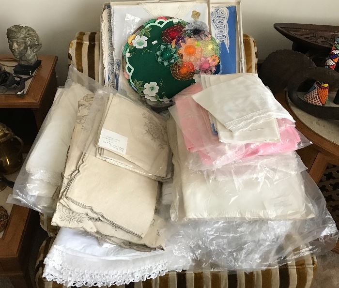 Approximately one tenth of the linens for sale