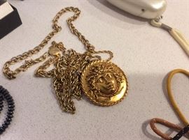 Costume gold/brass medallion, museum copy Greek 