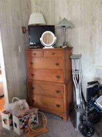 Chest, flat screen tv, lamp