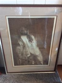 Artist and Model etching by Lenore Simon