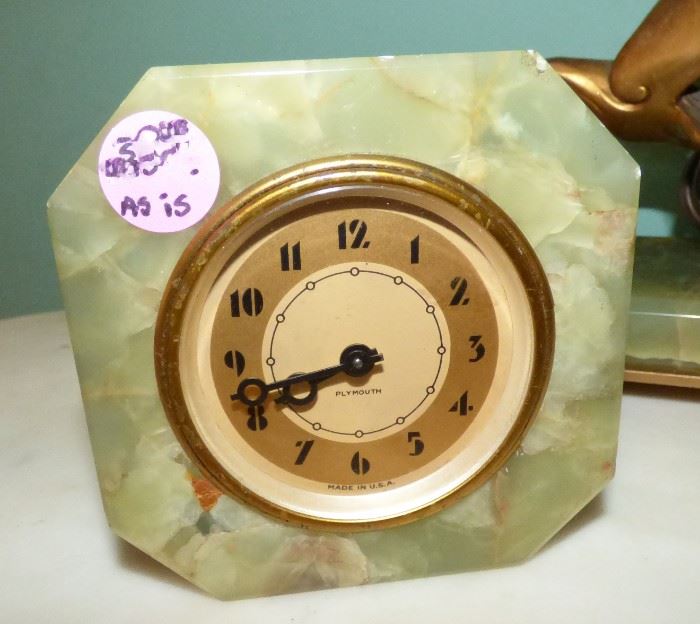 Vintage Green Onyx Alarm Clock by Plymouth