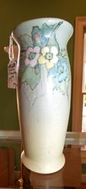 Close Up of Weller Vase signed by artist, S. Timberlake