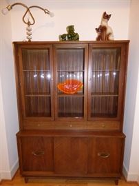 Mid Century Modern China Cabinet with wavy glass