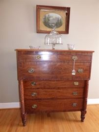 GORGEOUS antique Federal burled walnut chest