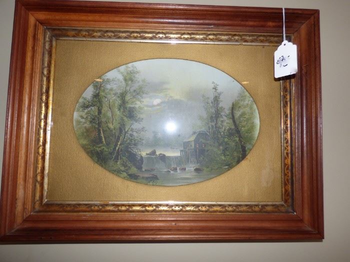 Antique watercolor print in antique frame