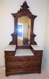 Victorian Marble top dresser with mirror
