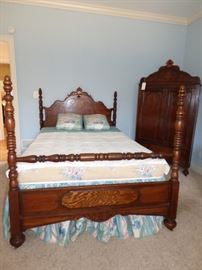 1930's Era Full Bed with Armoire