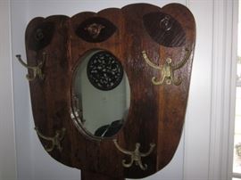 ANTIQUE ORNATE HALL TREE WITH STORAGE