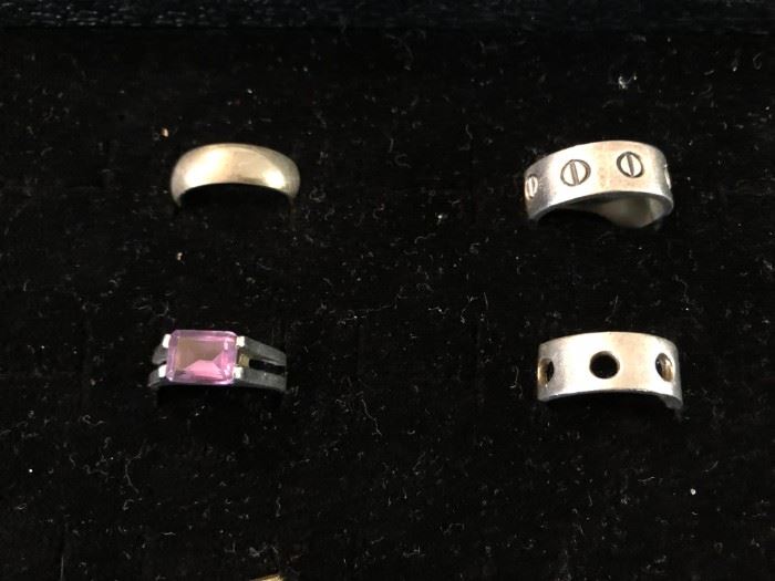Gold, sterling silver and precious stone rings.