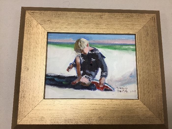 Original watercolor in gold frame. 12.5”w x 10.5”h