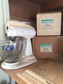 Vintage KitchenAid Mixer and Attachments in Box