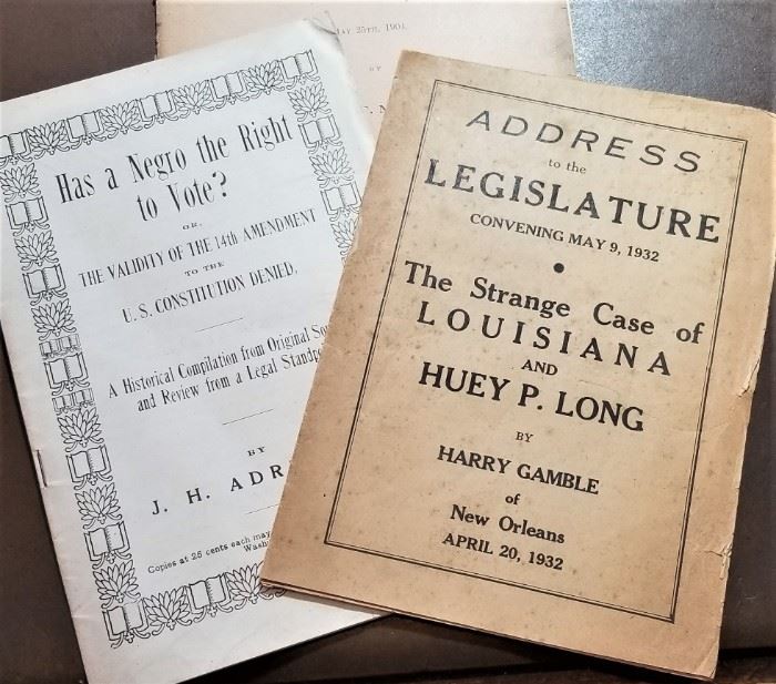 There are several interesting pieces of Huey Long ephemera in this sale....