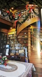 This photo from "New Orleans homes at Christmas" showcases the library's spiral staircase.