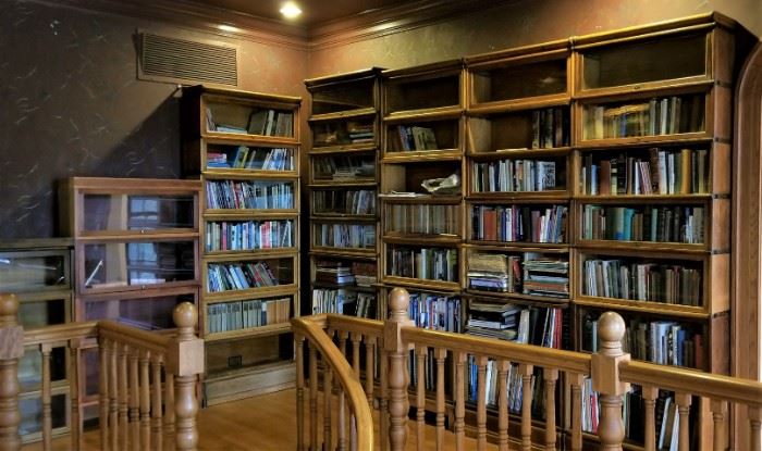 Barrister bookcases line the  upstairs section.  All are for sale.
