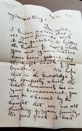 Letter from Ellsworth Woodward to Grace King - a condolence letter on the death of her brother - written on his stationary in his hand.