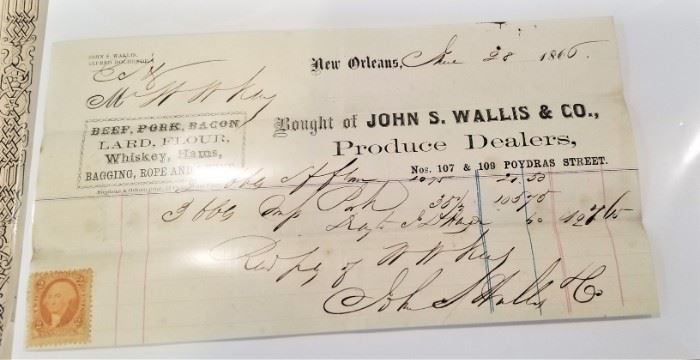 Mid 19th century trade bills from long-defunct New Orleans businesses