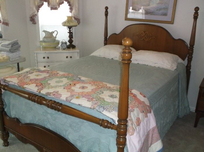 1930's full size bed and "Grandmother's Garden" handmade quilt