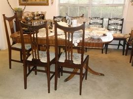 Mahogany dining table and six chairs