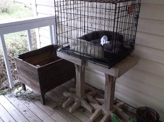 Kindling box, plant stands, and kennel