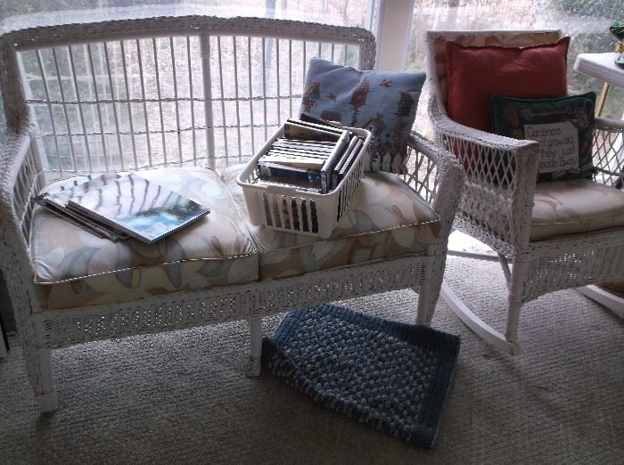 Vintage wicker settee and rocker