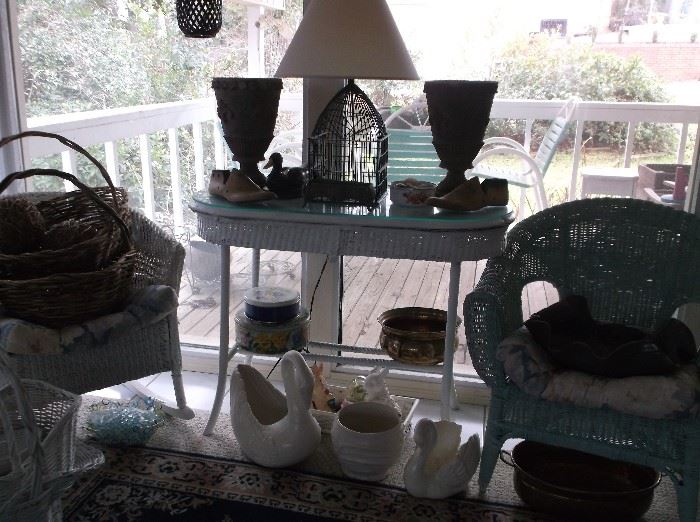 Vintage wicker table and chairs