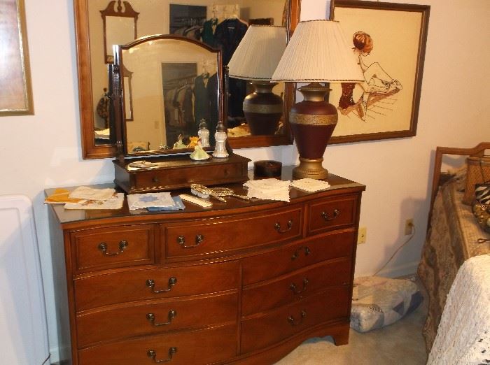 Mahogany dresser and mirror