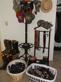 Cowboy boots, vintage neckties, and collectible caps