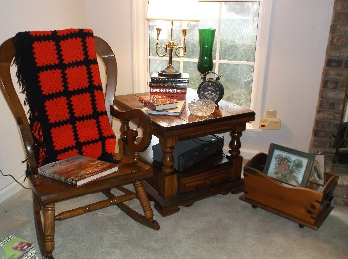 Rocking chair and pine side table