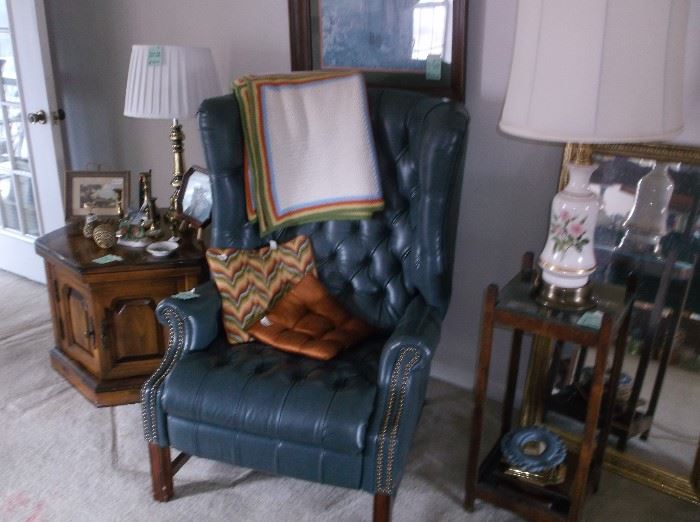 Octagon table, recliner, umbrella holder/table