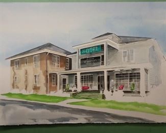 Wade Stephenson’s watercolor has been started and will finish on site Friday of the sale. 