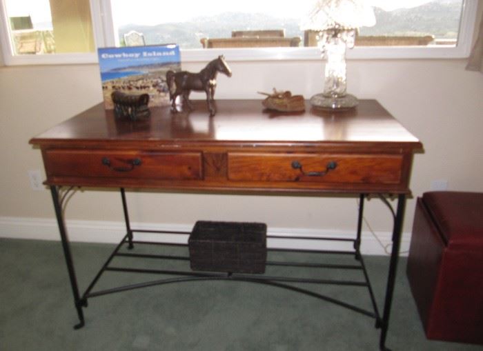 Console table with iron accents