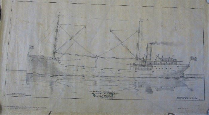 Plan/Sketch #3 Lumber Steamer 37 1/4 x 21                       The Craig Shipbuilding Co. of Long Beach, Calif            circa 1910