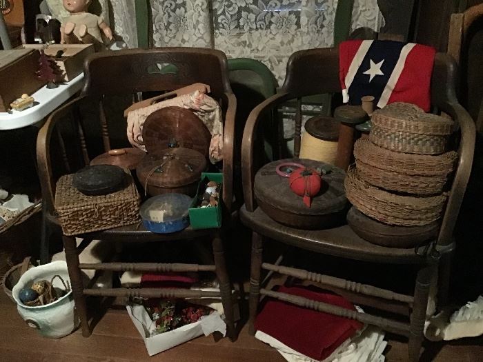 Sewing basket Collection, Two Arm Chairs