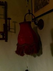 Silk and fringe Lamp shade on wall sconce