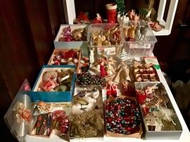 Vintage Christmas Ornaments, Santas, Houses