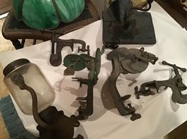 Cast iron 1898 Apple Peeler, Cherry Stoner, Coffee Grinder, 1914 Waco TX Nut Crackers