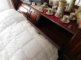 Thomasville Queen Bed and Unique Cabinet Headboard